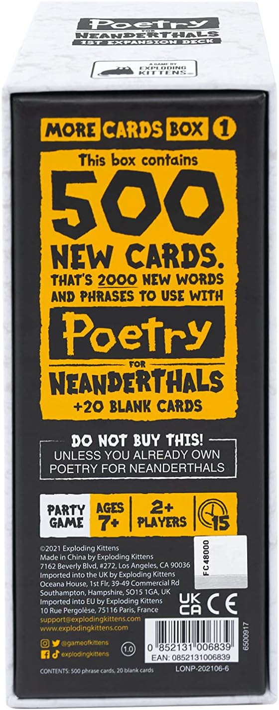 Poetry for Neanderthals More Cards - WiredVillage GamesExploding Kittens