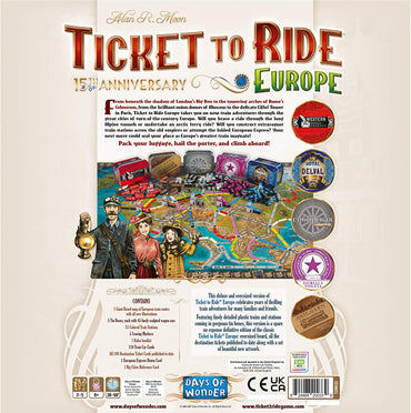 Ticket to Ride Europe Board Game 15th Anniversary Deluxe Edition