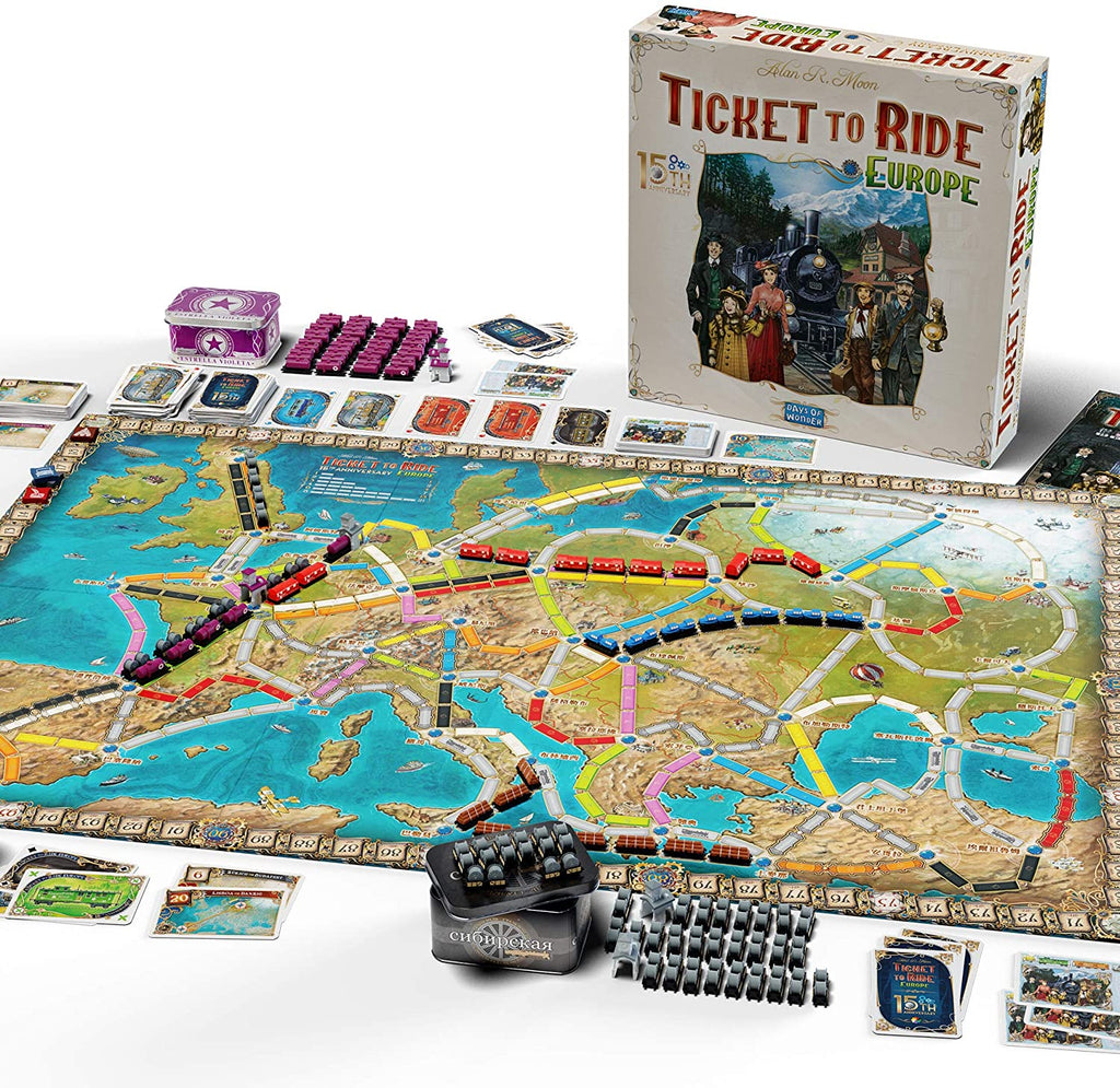 Ticket To Ride Europe 15th Anniversary, All 110 Train Cards, Game Pieces