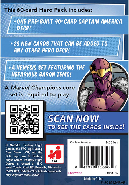 Marvel Champions The Card Game - Captain America Hero - WiredVillage Games - Fantasy Flight Games