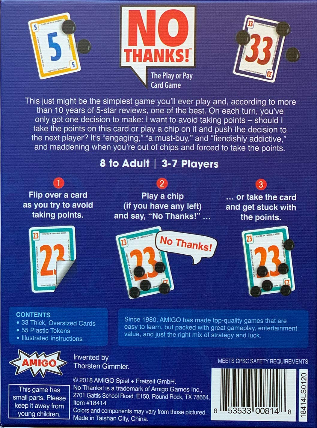 No Thanks! Card Game - WiredVillage Games - AMIGO