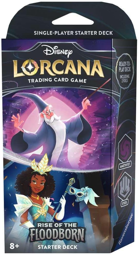 Disney Lorcana: Rise of the Floodborn TCG Starter Deck Amethyst; Steel - WiredVillage Games - Ravensburger