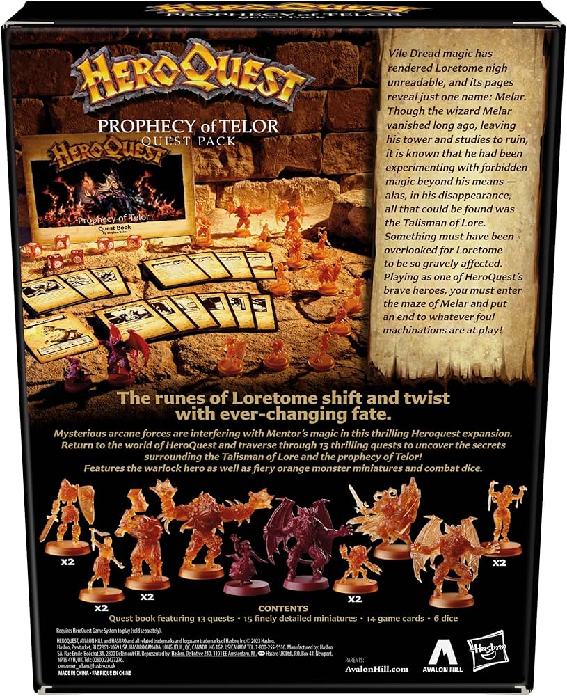 Hero Quest Prophecy Of Telor Quest Pack - WiredVillage Games - Avalon Hill WiredVillage Games