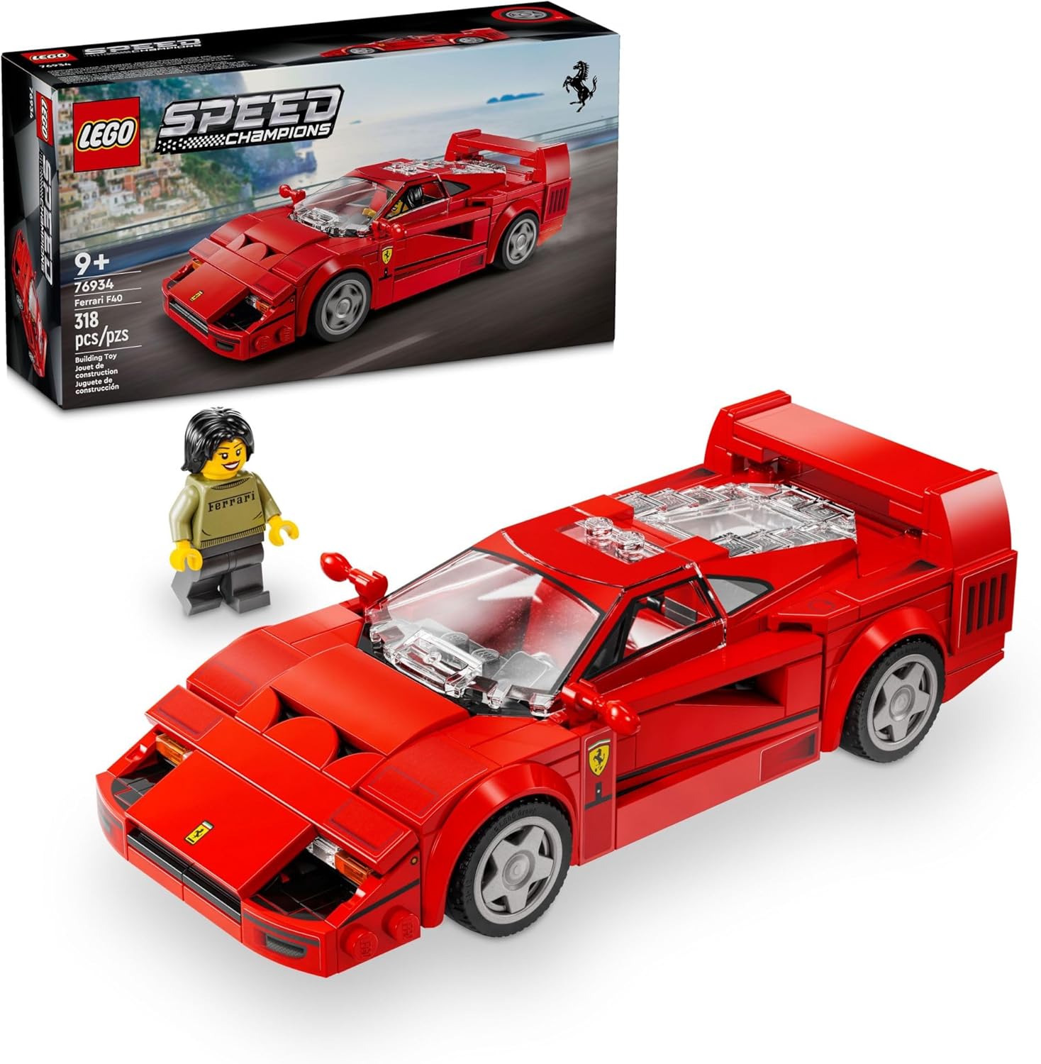 LEGO Speed Champions Ferrari F40 Supercar, Toy Car Model Building Set with Driver Minifigure, Collectible Ferrari Toy for Kids Ages 9 and Up, 76934 - WiredVillage Games - WiredVillage Games