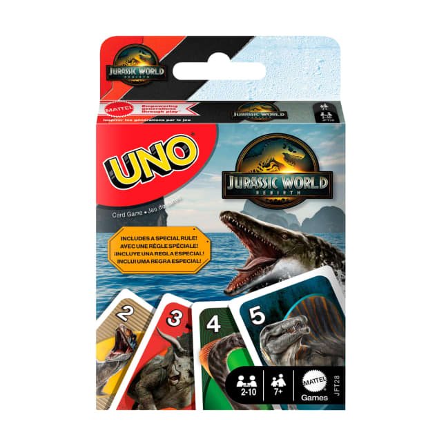 UNO Jurassic World Rebirth Card Game For Kids, Family & Adult Game Nights - WiredVillage Games - Mattel
