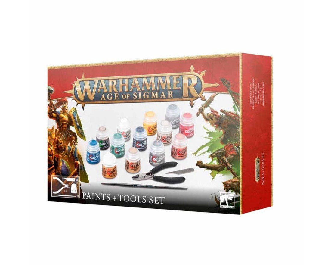 Warhammer Age Of Sigmar Paints + Tools Set - WiredVillage Games - Games Workshop