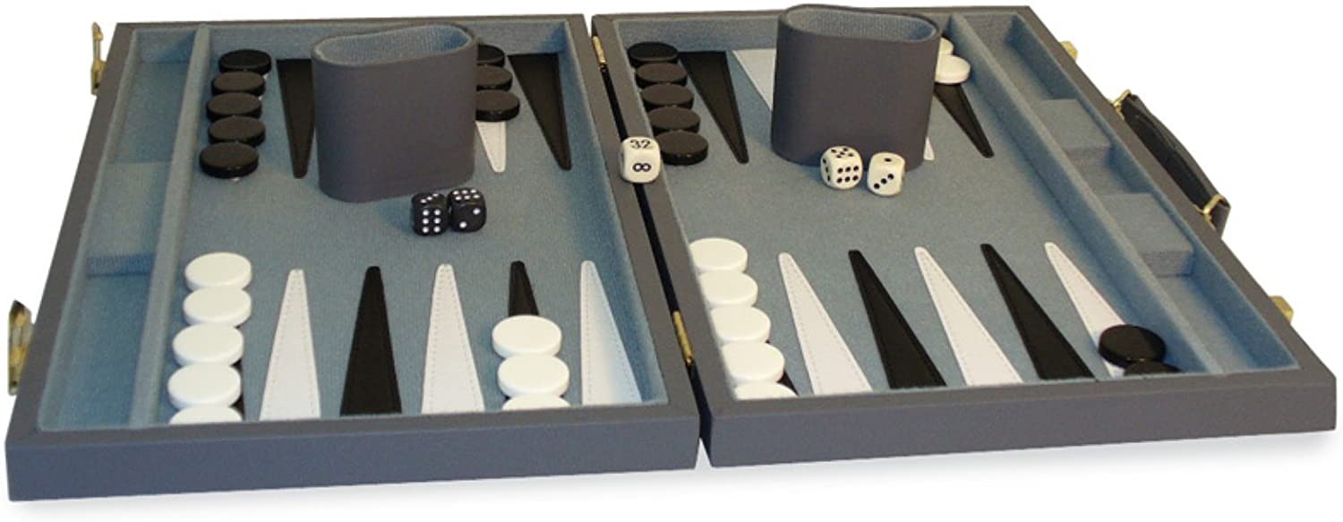 BACKGAMMON: 15" GREY VINYL - WiredVillage Games - Wiredvillage Games