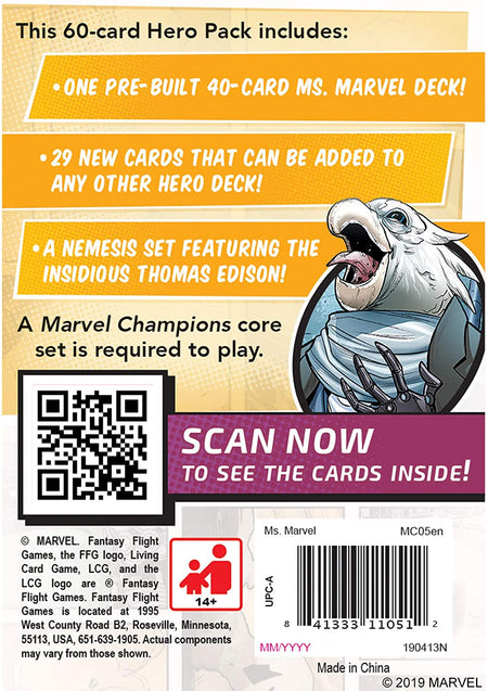 Marvel Champions The Card Game - Ms. Marvel Hero - WiredVillage Games - Fantasy Flight Games