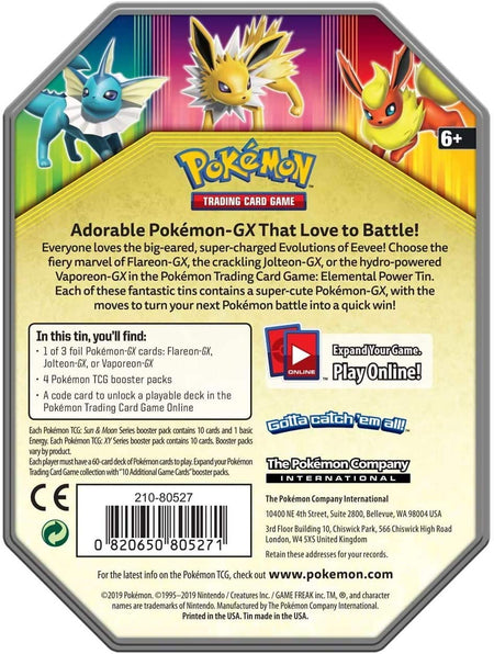 Pokemon Trading Card Game : Elemental Power Tin Featuring Flareon - GX - WiredVillage Games - The Pokémon Company