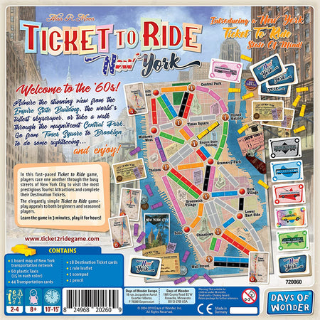 Ticket to Ride New York Board Game - WiredVillage Games - Days of Wonder